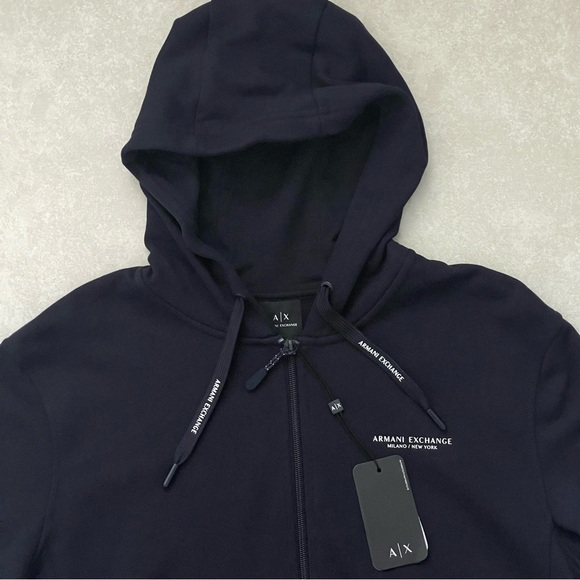 Armani Exchange Men Milano New York Zip-Up Cotton Hoodie, Black Small NEW - Picture 12 of 13